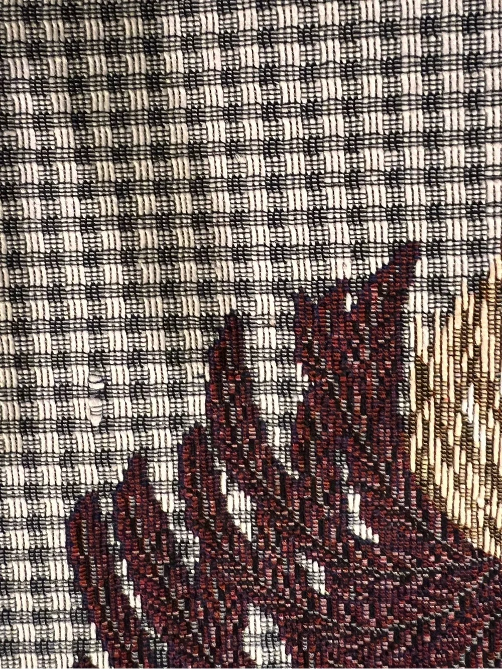 5 Embroidered Rooster Placemats in Brown, Cream, and Red
